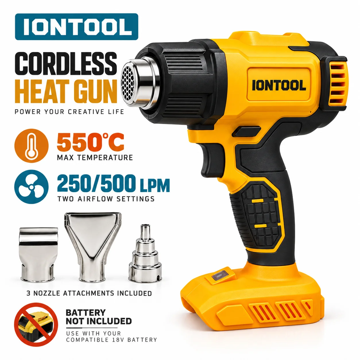مسدس حراري لاسلكي أصفر من IONT - مراجعة Cordless Heat Gun For Shrink Tubing وسعره