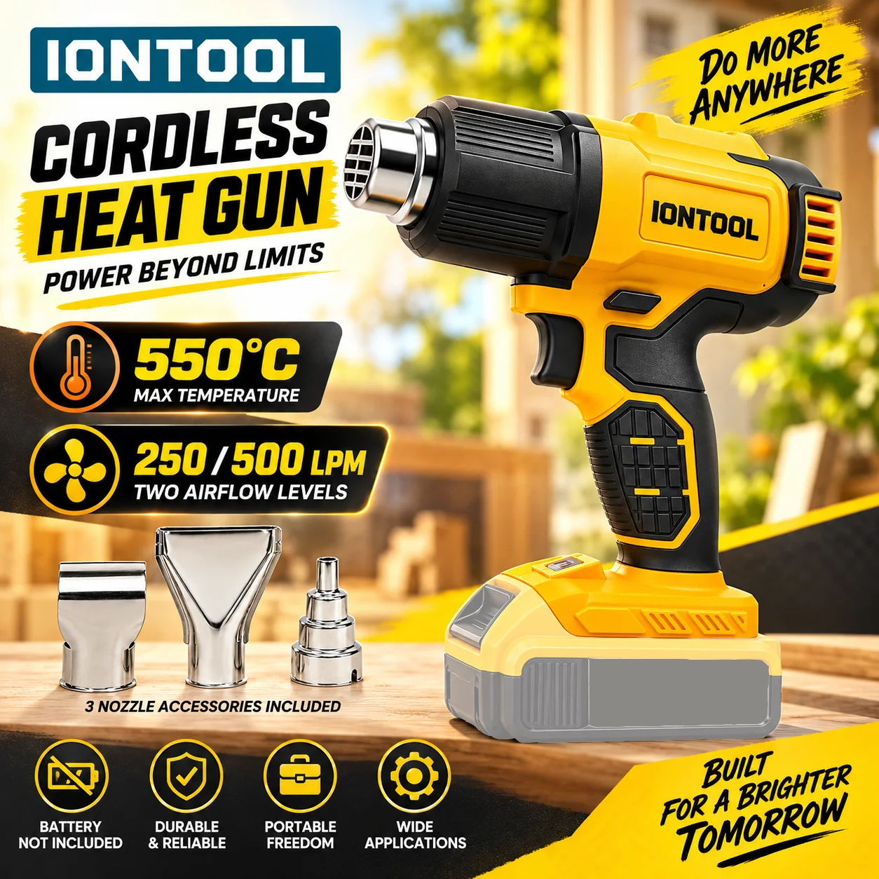 آيون تول 550 ℃   مسدس حراري لا - مراجعة Cordless Heat Gun For Shrink Tubing وسعره