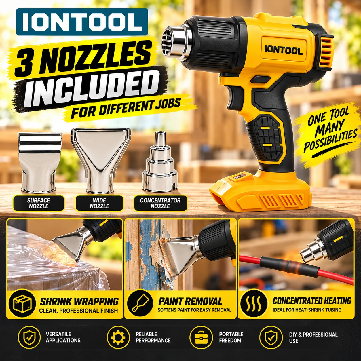 آيون تول 550 ℃   مسدس حراري لا - مراجعة Cordless Heat Gun For Shrink Tubing وسعره